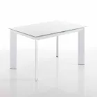 Mesa de jantar com tampo de vidro temperado lacado branco Zeno Viadurini