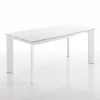 Mesa de jantar com tampo de vidro temperado lacado branco Zeno Viadurini