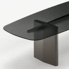 Mesa de jantar Opalia de 320 cm em vidro e metal, fabricada na Itália. Viadurini