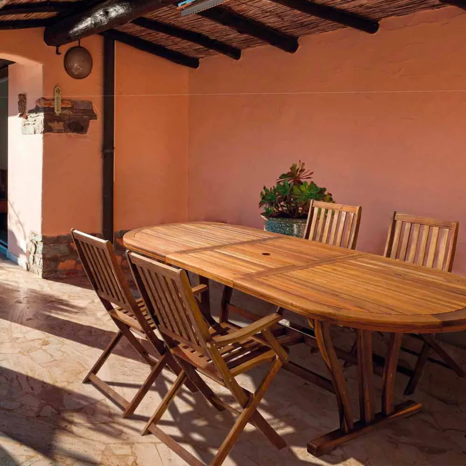 Mesa de jantar extensível ao ar livre até 240 cm em madeira - Kaley Viadurini