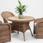 Mesa de jantar externa com tampo largo em teca natural - Melina Viadurini