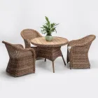 Mesa de jantar externa com tampo largo em teca natural - Melina Viadurini