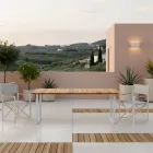 Mesa de Jantar para Área Externa com Tampo em Teca Natural Escovada - Mistral Viadurini