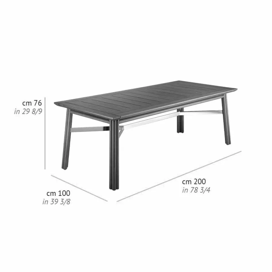 Mesa de Jantar Jardim em Madeira Natural ou Preta, Luxo Italiano - Suzana Viadurini