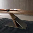 Mesa de Jantar Design com Tampo de Metal em Noz Canaletto - Madeira Zorato Viadurini