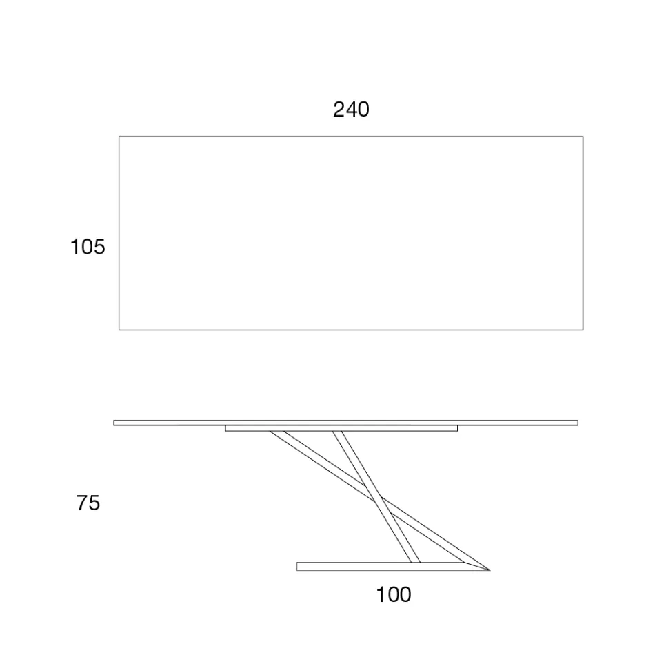 Mesa de Jantar Design com Tampo de Metal em Noz Canaletto - Madeira Zorato Viadurini
