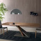 Mesa de Jantar Design com Tampo de Metal em Noz Canaletto - Madeira Zorato Viadurini