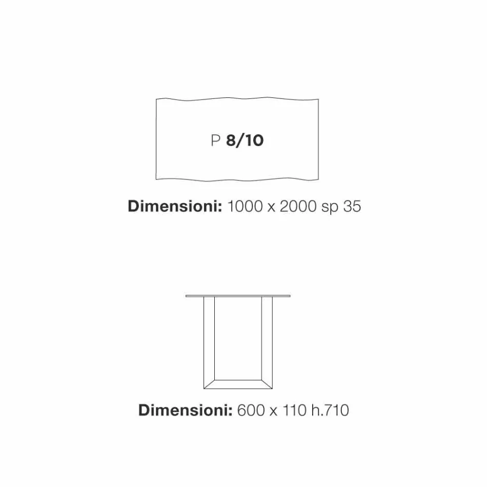 Mesa de jantar design moderno 100x200 cm em madeira e metal Flora Viadurini