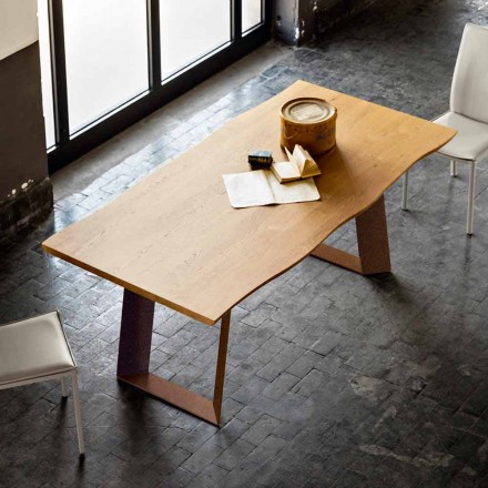 Mesa de jantar design moderno 100x200 cm em madeira e metal Flora Viadurini