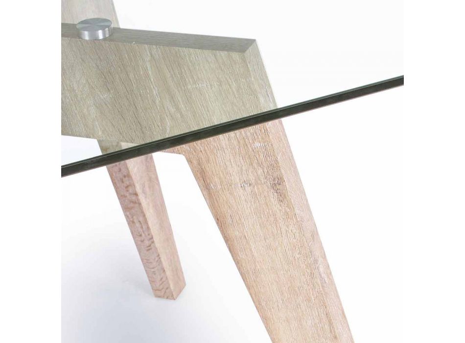Mesa de Jantar de Design Moderno Homemotion com Tampo de Vidro - Piovra Viadurini