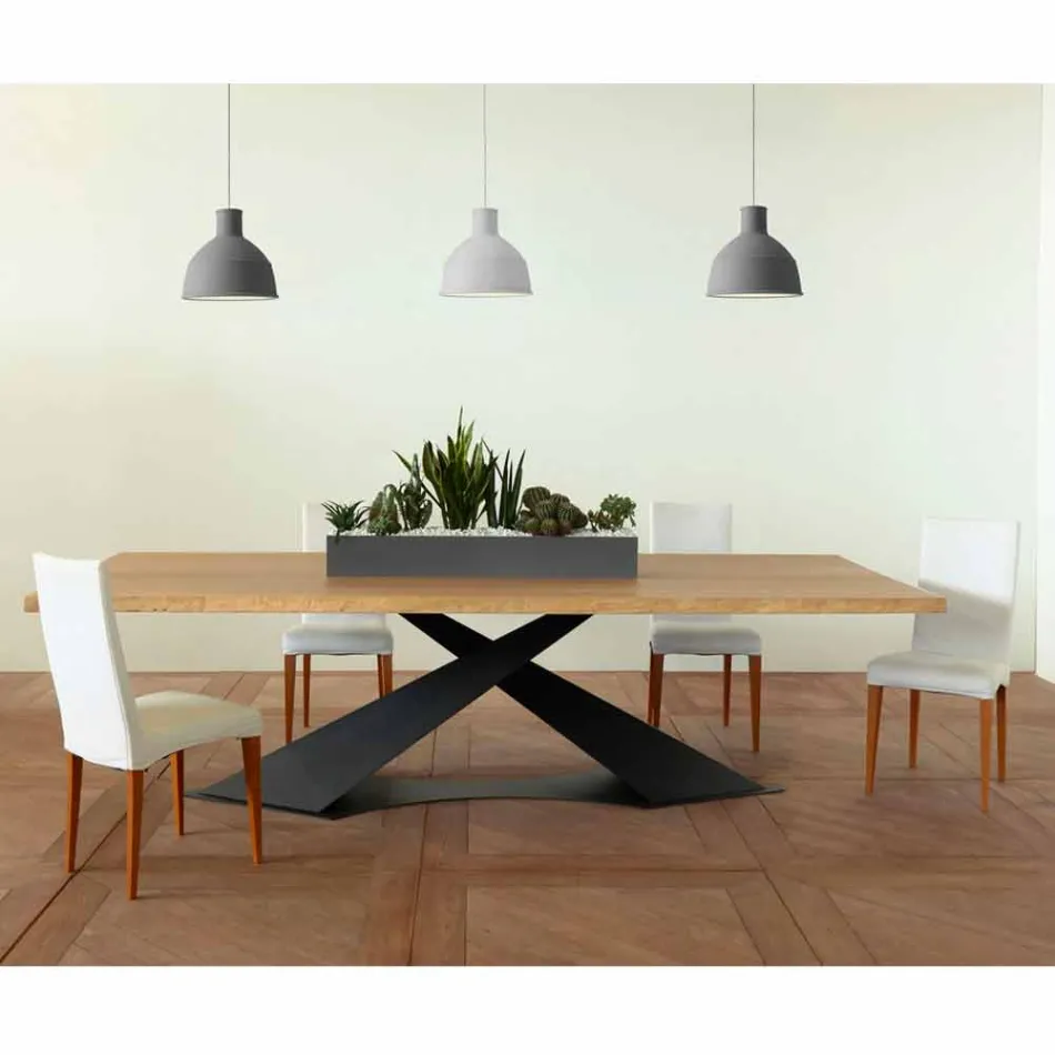 Mesa de jantar design moderno com Elliot made in Italy oak top Viadurini