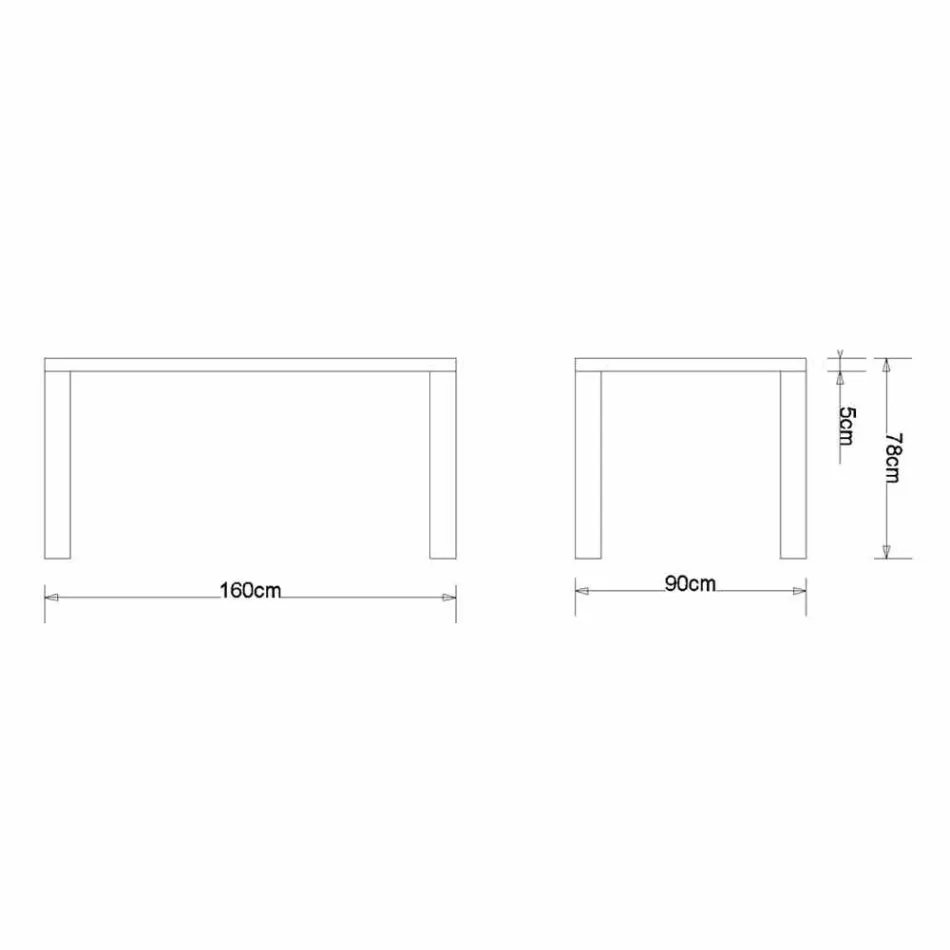 Mesa de jantar design moderno em carvalho maciço, L160xP90cm, Loran Viadurini