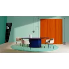 Mesa de Jantar Oval com Design Moderno em MDF Azul e Cobre Made in Italy - Oku Viadurini