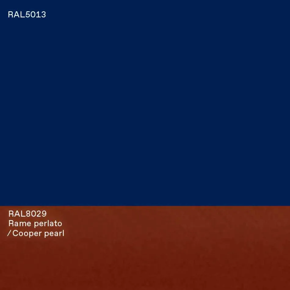 Mesa de Jantar Oval com Design Moderno em MDF Azul e Cobre Made in Italy - Oku Viadurini