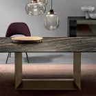 Mesa de jantar extensível em cerâmica e metal fabricada na Itália - marrom escuro Viadurini