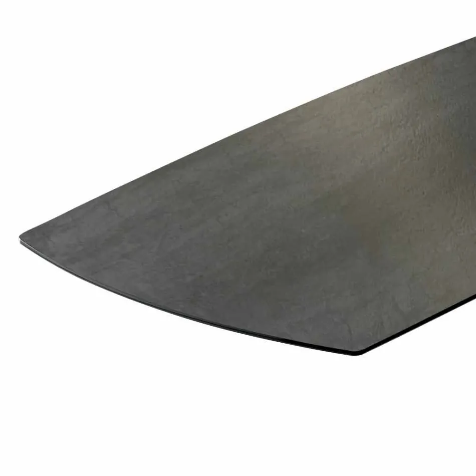 Mesa de jantar design em base de cerâmica e vidro fumado fabricada na Itália - aleatória Viadurini