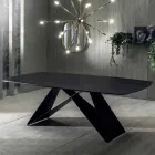 Mesa de Jantar Design em Cerâmica Portoro Effect e Matt Metal - Falcon Viadurini