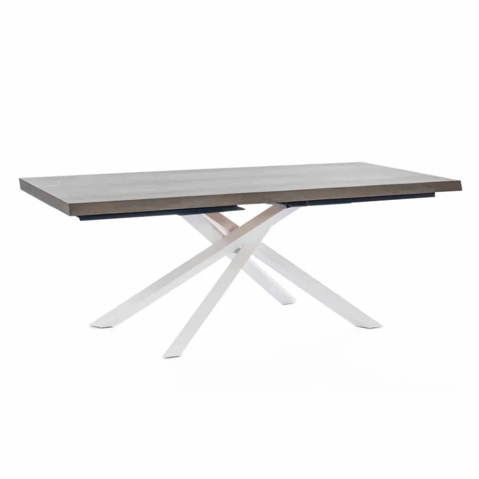 Mesa de Jantar Design em Madeira e Metal Made in Italy - Skipper Viadurini