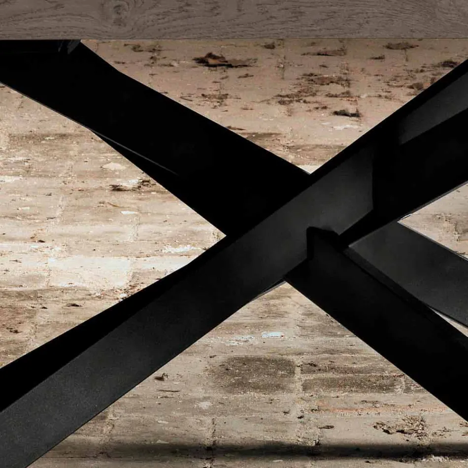 Mesa de jantar design em carvalho e metal fez Itália Oncino Viadurini