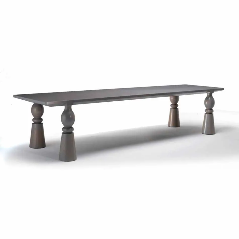 Mesa de jantar design em madeira de carvalho cinza, made in Italy, Theseus Viadurini