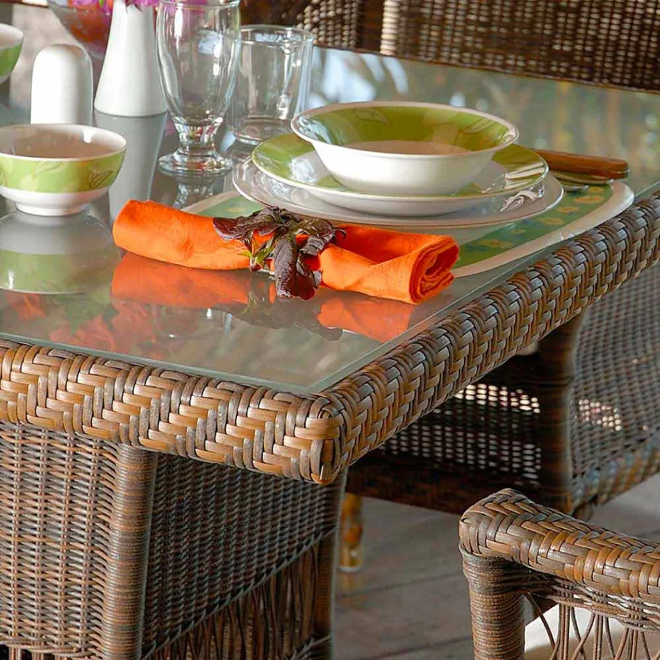 Mesa de jantar de jantar de polietileno tecidos à mão do Chade Viadurini