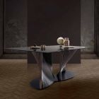 Mesa de Jantar Design em Vidro Fumado e Cinza Oleada Made in Italy - Croma Viadurini