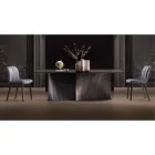 Mesa de Jantar Design em Vidro Fumado e Cinza Oleada Made in Italy - Croma Viadurini