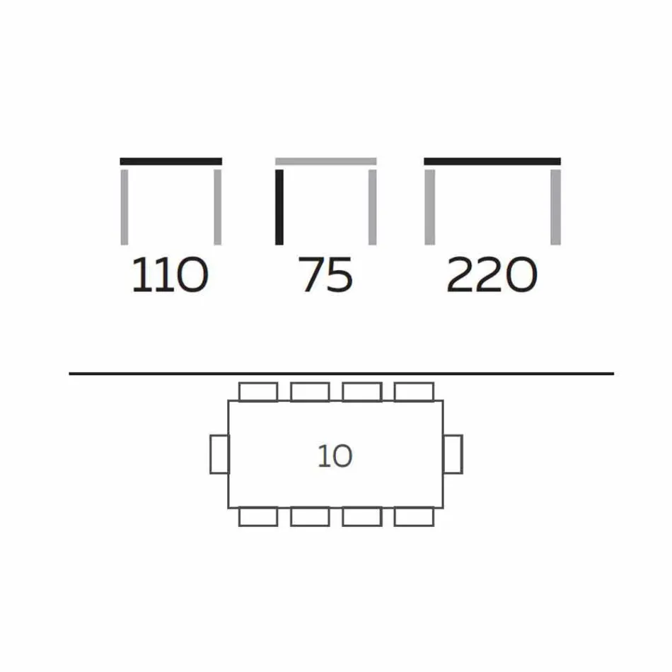 Mesa de Jantar Design em Vidro Fumado e Cinza Oleada Made in Italy - Croma Viadurini