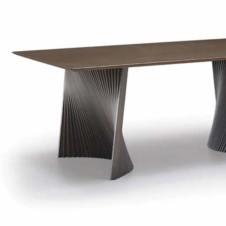 Mesa de jantar de design moderno em Gres e Ash Made in Italy - Charol Viadurini