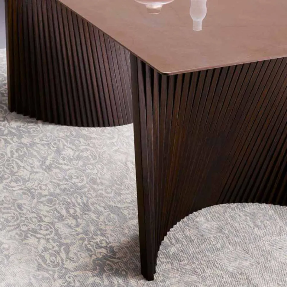 Mesa de jantar de design moderno em Gres e Ash Made in Italy - Charol Viadurini