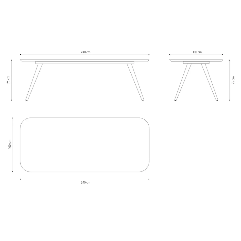Mesa de jantar de qualidade com tampo em madeira de freixo fabricada na Itália - Ulma Viadurini