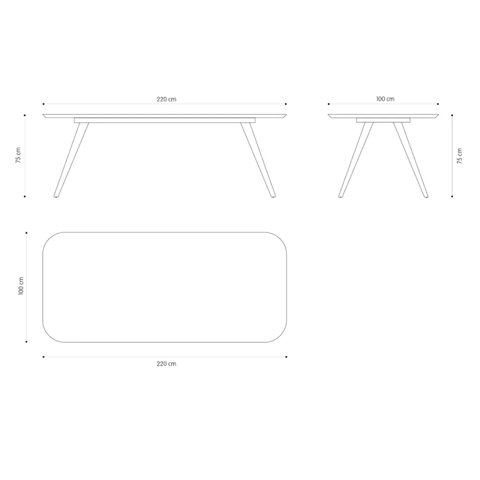 Mesa de jantar de qualidade com tampo em madeira de freixo fabricada na Itália - Ulma Viadurini