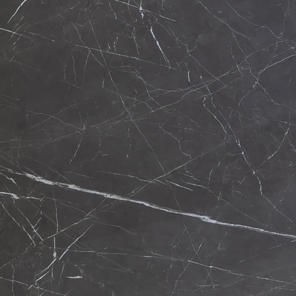 Mesa de Jantar Elíptica em Aço e Cerâmica Polida Florim - Gelsino Viadurini