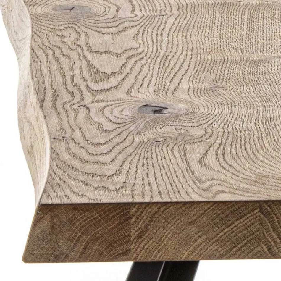 Mesa de Jantar Fixa Base Metálica e Tampo Folheado a Carvalho - Termoli Viadurini