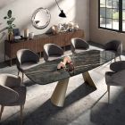Mesa de Jantar Fixa com Tampo em Cerâmica Made in Italy - Vidros Viadurini