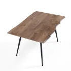 Mesa de Jantar em Aço com Tampo em Mdf e Acabamento em Carvalho - Gherardo Viadurini