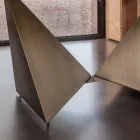 Mesa de Jantar em Cerâmica 3mm e Base Metálica Fabricada na Itália - Peônia Viadurini