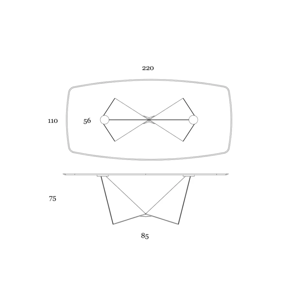 Mesa de Jantar em Cerâmica 3mm e Base Metálica Fabricada na Itália - Peônia Viadurini