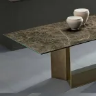 Mesa de jantar Emperador em cerâmica e metal bronze fabricada na Itália - marrom escuro Viadurini