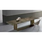 Mesa de jantar Emperador em cerâmica e metal bronze fabricada na Itália - marrom escuro Viadurini