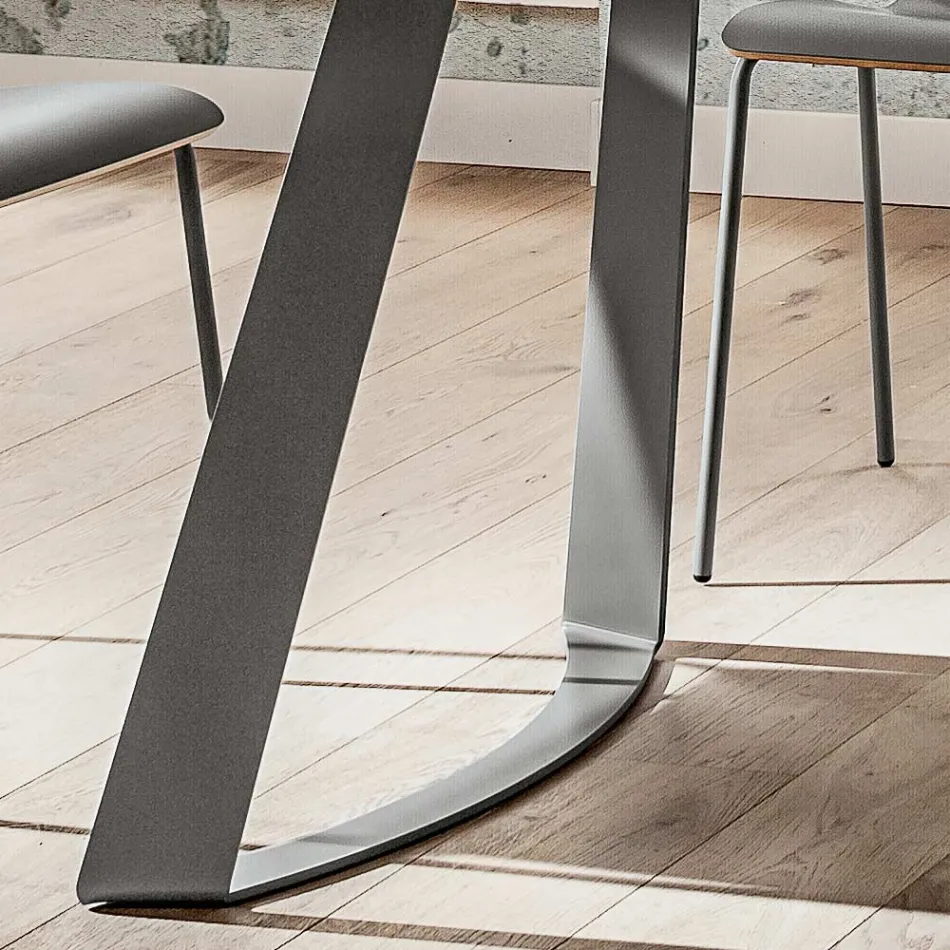 Mesa de jantar luxuosa Fenix e metal fabricada na Itália - Pinóquio Viadurini