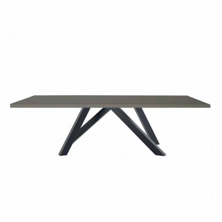 Mesa de Jantar em Fenix Cinza e Aço Lacado Fabricado na Itália - Settimmio Viadurini
