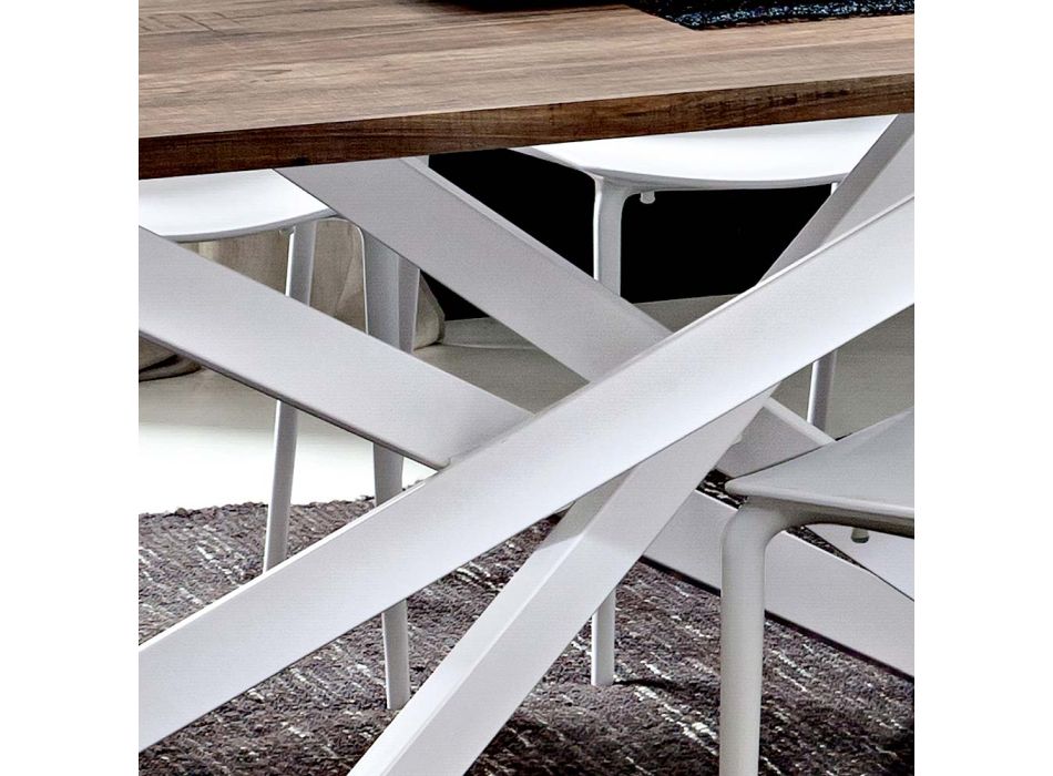 Mesa de jantar HPL com base de metal fabricada na Itália, preciosa - Carlino Viadurini