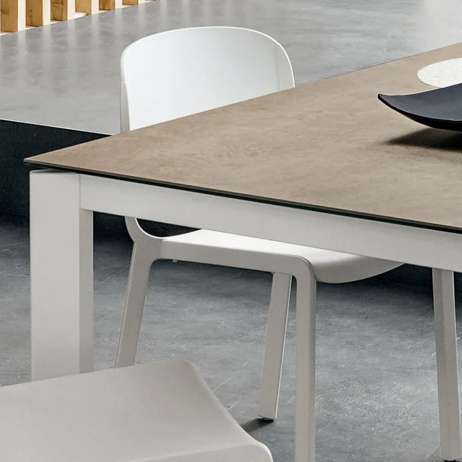 Mesa de Jantar em Laminam com Estrutura de Alumínio Fabricado na Itália - Baviera Viadurini
