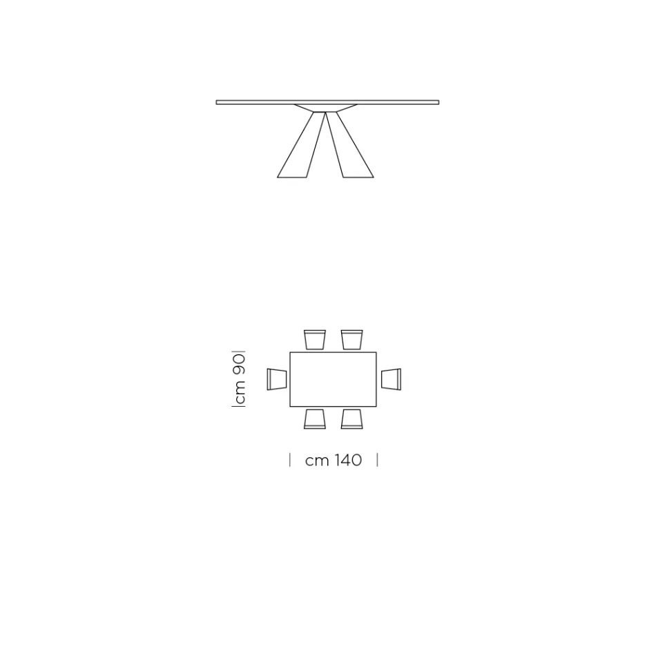Mesa de Jantar em Laminado HPL e Aço de Alta Qualidade Fabricado na Itália - Dálmata Viadurini