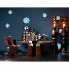 Mesa de jantar de madeira com tampo de vidro, feita na Itália, Bartolo Viadurini