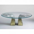 Mesa de jantar de madeira Bartolo com tampo de vidro, design italiano moderno