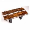 Mesa de jantar em madeira de briccola e resina Giuda artesanal