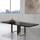 Mesa de Jantar em Carvalho Nodoso e Elementos de Metal Made in Italy - Giusy Viadurini