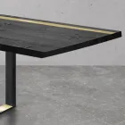 Mesa de Jantar em Carvalho Nodoso e Elementos de Metal Made in Italy - Giusy Viadurini